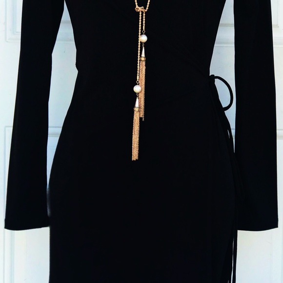 🌷 MICHAEL KORS Black Faux Wrap Flounce Dress - Picture 8 of 8